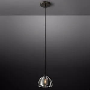 ceiling hanging modern brass hemisphere handmade clear glass shade dining room luxury pendant lights