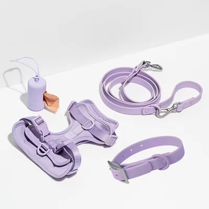 Nuevo Set de Collar, Arnés y Correa de Lujo para Perro de Neopreno y PVC de Alta Calidad con Logo Personalizado de Diseñador - Product Image 2