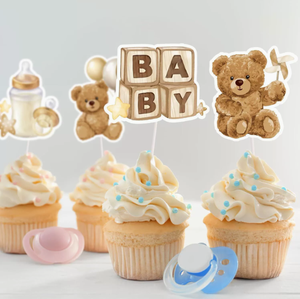 ตุ๊กตาหมีสีน้ำตาล DAMAI สำหรับตกแต่งเค้กในงานเฉลิมฉลองเปิดเผยเพศลูกชาย พร้อมการ์ดกระดาษ - Product Image 4