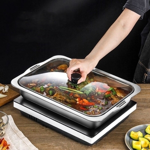 จานก้นลึกสำหรับปลาทำจากสแตนเลสทั้งเตาแก็สและเตาแม่เหล็กไฟฟ้าถาดรองอาหารทอดบาร์บีคิวซีฟู้ดเครื่องครัวบาร์บีคิว - Product Image 5