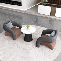 Fauteuil de réception GEDO en cuir synthétique avec table basse ronde – Mobilier de bureau et de loisirs