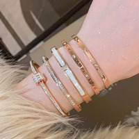 Pulsera de Acero Inoxidable 316L de Moda, Joyería de Alta Gama con Diamantes, Pulsera para Mujer, Accesorios para las Manos, Regalo para las Fiestas
