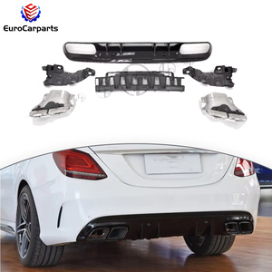 Diffusore 2019 C63 <span class=keywords><strong>classe</strong></span> <span class=keywords><strong>C</strong></span> W205 Sport 2019 a C63 stile diffusore con punta di scarico W205 aggiornamento restyling Set parti del corpo labbro posteriore - Product Image 1