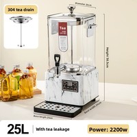 Bouilloire électrique commerciale 15L 25L en acier inoxydable avec texture marbre pour thé et café, distributeur d'eau chaude.