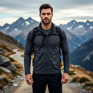 Veste softshell pour homme A-1, polyester, élasthanne, nylon, tricotée, imperméable, coupe-vent, respirante, séchage rapide, à capuche longue, coupe ample - Product Image 2