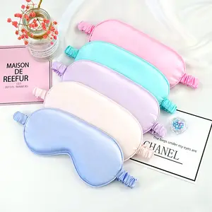 Customize Double Layer Elastic Strap Soft Eye Cover Satin Sleeping Eyemask Travel Silk Sleeping Eye Mask