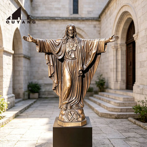 QUYANG - Estatua <span class=keywords><strong>de</strong></span> Jesús Sagrado Corazón <span class=keywords><strong>de</strong></span> Bronce <span class=keywords><strong>de</strong></span> Tamaño Real, Escultura Religiosa <span class=keywords><strong>de</strong></span> Bronce Fundido para Decoración <span class=keywords><strong>de</strong></span> Iglesias y Patios - Product Image 1