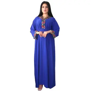 Dubaimball EID Bộ sưu tập thêu thủ công màu xanh jilbab ramadan jalabiyas