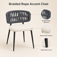 Chaise de balcon extérieure en rotin PE et fer, empilable, moderne, minimaliste, résistante à l'eau, aux intempéries et à la rouille, pour l'extérieur, en gros