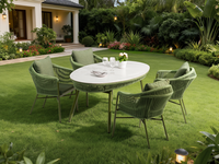 Ensemble de table et de chaises de jardin tressées d'extérieur, design unique et confortable, meubles adaptés aux balcons et aux terrasses