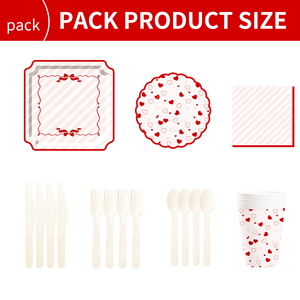 DAMAI - Juego de Decoración para Fiesta del Día de San Valentín, Venta al por Mayor, Platos de Papel Blancos y Rojos con Forma de Corazón, Mantel, Vajilla Desechable para Fiesta - Product Image 6