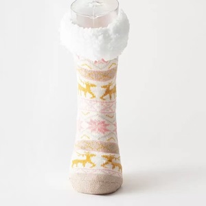 Calzini Termici Invernali OEM Personalizzati in <span class=keywords><strong>Pile</strong></span> Sherpa con Design su Corpo e Polsino per Uso Domestico da Donna - Product Image 3