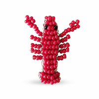 Porte-clés pendentif de sac tendance en forme de homard perlé fait main rouge