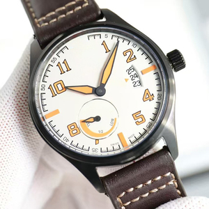 Relojes de Lujo para Hombre de Alta Gama con Reserva de Marcha Automática, Visualización de Fecha, Cristal de Zafiro, Caja Negra, Esfera Blanca y Números Naranjas - Product Image 1