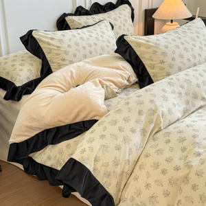 Juego de Ropa de Cama para Dormitorio, Funda de Edredón de Terciopelo de <span class=keywords><strong>Leche</strong></span> de Doble Cara, Juego de Ropa de Cama Peluda <span class=keywords><strong>en</strong></span> Blanco y Negro - Product Image 6