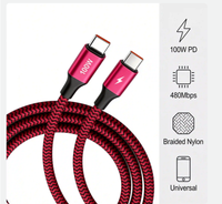 Cable USB Tipo-C de Nailon Trenzado de Alta Calidad, Carga Rápida 2A, 100W, 1M, para Dispositivos Móviles y Computadoras IOS