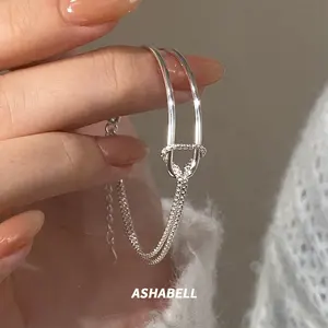 S925 Sterling Silver Bạc Thiết Kế Hai Lớp Chuỗi Rope Knot Vòng Đeo Tay Phong Cách Cao Cấp Cảm Giác Tay Đồ Trang Sức