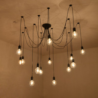 Lampe de plafond industrielle vintage DIY, luminaire suspendu en fer style araignée avec ampoule Edison et câble long
