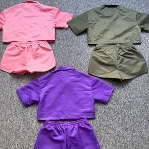 Nylon Shorts Tracksuit for Women Summer Casual Wear Two Piece Jogging Suit Custom High Quality Polyester Windbreaker Shorts Set - Product Image 2