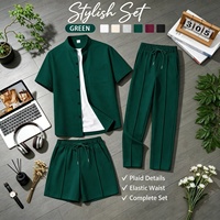 Ensembles de survêtements taille US avec logo personnalisé, couleur unie, manches courtes, tenue décontractée, ensemble de jogging, vêtements de plage, ensemble 3 pièces pour hommes, survêtement court