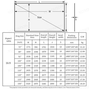 Alta calidad 84 92 100 110 <span class=keywords><strong>120</strong></span> 130 150 pulgadas Marco de pared 16:9 PVC blanco suave borde estrecho 1 <span class=keywords><strong>cm</strong></span> pantalla de proyección de proyector <span class=keywords><strong>fija</strong></span> - Product Image 6