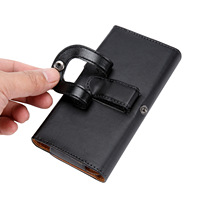 Étui universel noir en cuir PU avec clip ceinture horizontal pour iPhone 17 16 15 14 Pro Max et Samsung