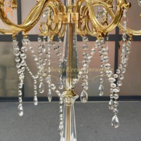 Candélabre en cristal de luxe de qualité supérieure, 110 cm, 7 têtes, en métal doré, centre de table pour décoration de mariage