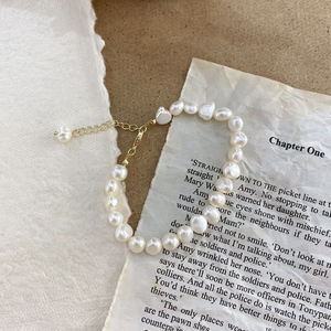 レディース トレンディ チョーカー ネックレス ファッション ジュエリー 母の日 ギフト シンプル 不規則 天然 淡水パール ネックレス ゴールドメッキ - Product Image 6