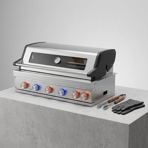 Parrilla de Barbacoa Empotrable de 7 Quemadores Infrarrojos, de Acero Inoxidable, <span class=keywords><strong>para</strong></span> <span class=keywords><strong>Cocina</strong></span> Exterior, con Perilla LED, Luz Halógena y Tapa de Vidrio - Product Image 1