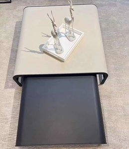 Js T078 đẹp da đồ nội thất vuông mở rộng Modular Bàn cà phê kim loại màu đen khung <span class=keywords><strong>Low</strong></span> <span class=keywords><strong>End</strong></span> Bảng bộ - Product Image 4