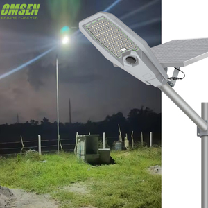 Omsen lampu jalan tenaga surya, lampu <span class=keywords><strong>Led</strong></span> sistem reflektor <span class=keywords><strong>Led</strong></span> tenaga surya luar ruangan semua dalam satu dengan baterai Lithium Panel surya untuk jalan - Product Image 1