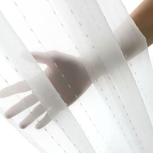 Japanese-style Striped <strong>White</strong> <strong>Sheer</strong> Curtains Minimalist Design Woven Polyester <strong>Fabric</strong>-Project-Grade for Cross-Border Trade - Product Image 1