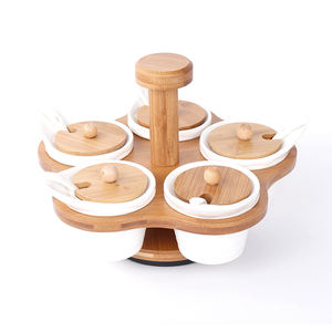 ชุดขวดเครื่องเทศเซรามิกนวัตกรรมเครื่องครัว,กล่องเครื่องเทศฝาไม้ไผ่ชุดสามชิ้นเข้าคู่กับชั้นวาง<span class=keywords><strong>เครื่องปรุง</strong></span>ในครัว - Product Image 2