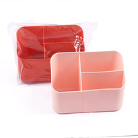 Foska Fournisseurs de fournitures de bureau 17.5*9*11.5cm Boîte de rangement domestique en plastique Organisateur de bureau divisé coloré avec 3 compartiments
