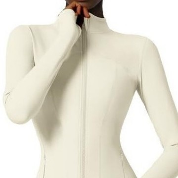 Lulu's European and American Style Women's Zipper Stand up Yoga Jacket Long Sleeved Slim Fit Breathable Sports Top