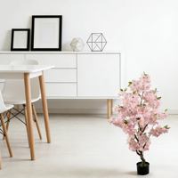 Arbre de fleurs de cerisier artificiel en soie de haute qualité, rose, bonsaï noir pour décoration intérieure et extérieure, Noël, rentrée scolaire