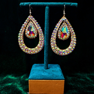 Ingrosso molto leggero, squisito alla moda, con strass a doppia faccia, orecchini pendenti cavi per donne, spettacolo di danza - Product Image 6