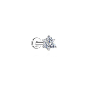 Pendientes de Plata de Ley S925 con Incrustaciones de Morganita, Diseño Geométrico, Baño de Rodio, Hipoalergénicos, para Regalo - Product Image 1