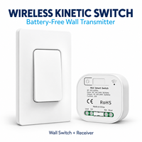 Kit d'interrupteur lumineux sans fil Kinetic, émetteur mural sans batterie avec mini-récepteur pour l'éclairage domestique