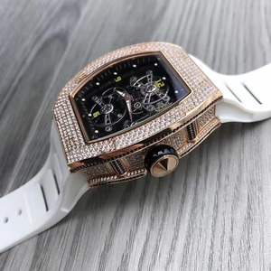 Reloj Mecánico de Lujo para Hombre, Caja de Fibra de Carbono Negra, Esqueleto en Oro Rosa, Forma Tonneau, Automático, Resistente al Agua, Venta al Por Mayor - Product Image 4