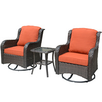 Vente en gros de mobilier d'extérieur moderne en osier et rotin, ensemble chaise et table pivotantes pour le patio, le restaurant et le jardin avec balcon