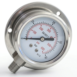 Manomètre en acier inoxydable 1/4'' à prix avantageux, manomètre de pression d'air/oxygène, manomètre hydraulique 600 psi - Product Image 3