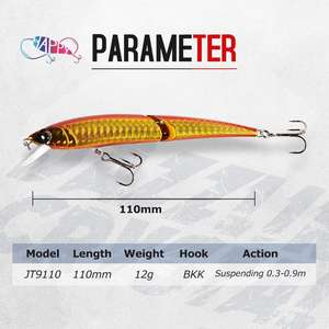 Vente en gros de leurres de pêche bioniques suspendus de 11 cm et 12 g, leurres rigides à cliquet, hameçons, perles vibrantes, leurres articulés, leurres pour poissons nageurs, hameçons vibrants - Product Image 2