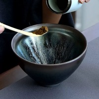 Authentique tasse à thé Jian Zhan faite à la main, bol à thé en céramique de type Jian avec effet de tache d'huile, service à thé Kung Fu traditionnel chinois de la dynastie Song