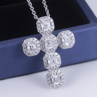 Collier pendentif croix en or 14k 18k avec diamant de laboratoire véritable, bijoux hip-hop Messi Gems pour hommes