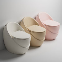 WC monobloc en céramique en forme d'œuf, à poser au sol, à chasse d'eau par siphon, design moderne, désodorisant, pour petits appartements et hôtels, coloré