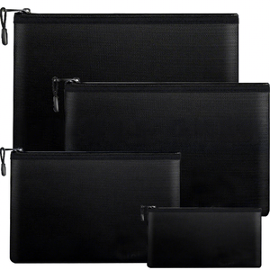 Black Fireproof <b>Document</b> <b>Bag</b> A4 B4 A5 Flame Retardant File Pouch Waterproof Zipper Storage <b>Bag</b> - Product Image 1