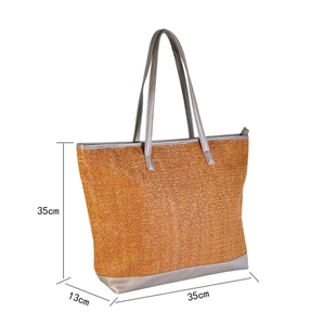 Cesta de mercado de cuero con doble asa, hecha a mano, estilo marroquí, de paja natural, estilo francés - Product Image 4