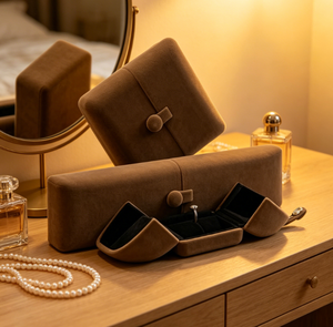 Boîte de présentation de bijoux de luxe pour femmes, carrée et semi-circulaire, pour bagues, avec logo personnalisable, en velours, pour la Saint-Valentin - Product Image 4
