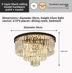 <span class=keywords><strong>Lustre</strong></span> en cristal de luxe haut de gamme Design de branche nordique moderne Base E12 Taille moyenne minimaliste Hauteur réglable pour vivre - Product Image 2